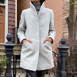 Wilfred Mid-Length Cocoon Coat, Heather White XS